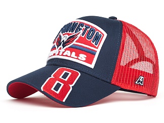 Бейсболка "NHL Washington Capitals № 8" красно-синяя (с сеткой) (арт.31577)
