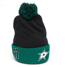 Шапка "NHL Dallas Stars № 47" с помпоном с вышивкой зелено-черная (Арт. 59289)
